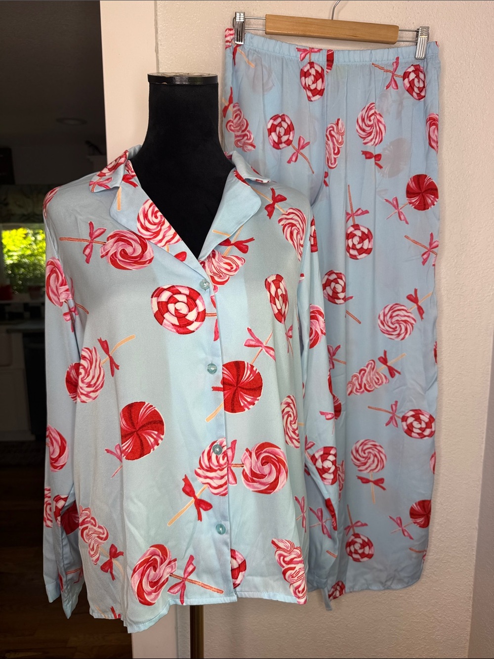 Shady Lady Lollipop Print Pajama Set PJs with Pockets loungewear lightweight